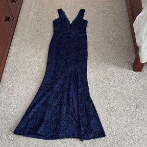 Navy Lace Formal Dress